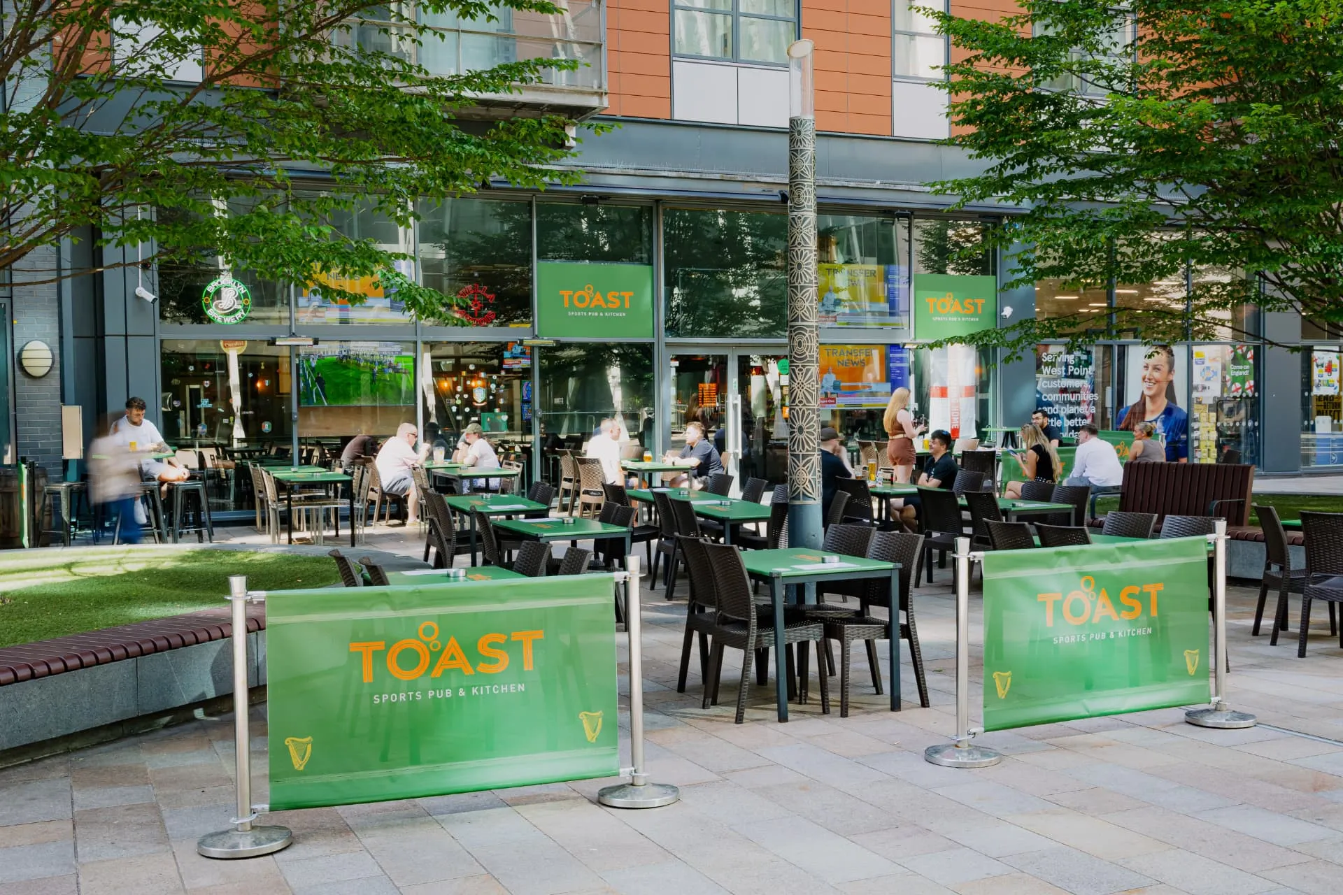 Toast Sports Pub & Kitchen outdoor terrace at West Point, Wellington Street, Leeds
